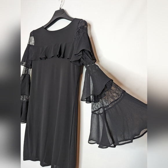 WHBM Black Bell Sleeve Lace Dress - Picture 9 of 16